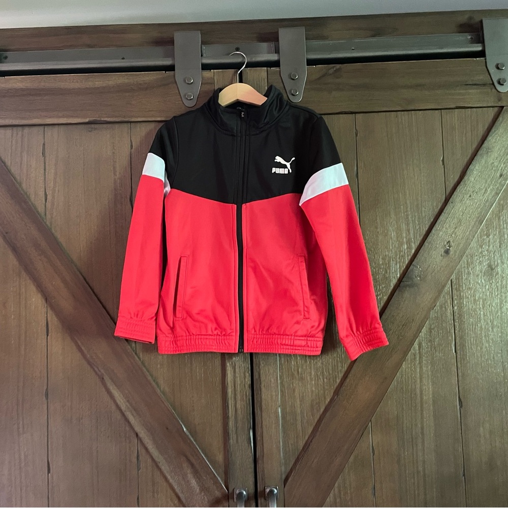Kids Puma Red and Black Training Jacket